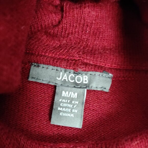 Jacob Women's Turtleneck Sweater Size M Red Viscose Cotton Cashmere Wool Stretch - Picture 2 of 8